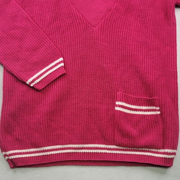 92 Vintage Levis Dockers Nantucket Sweater Pink V-Neck M USA Schoolgirl Academia - Picture 2 of 11